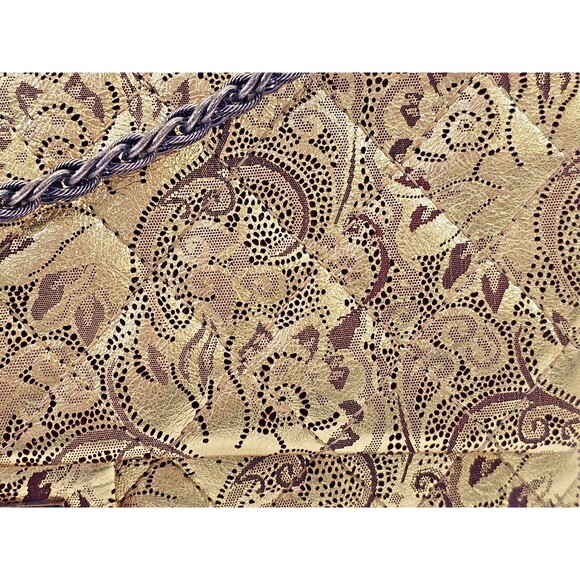 VINTAGE CHANEL Paris-Moscou Gold Brocade Flap Bag Lambskin‎ Purse Handbag EUC - Picture 4 of 16